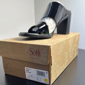 Sofft Black Chunky Heel Mules